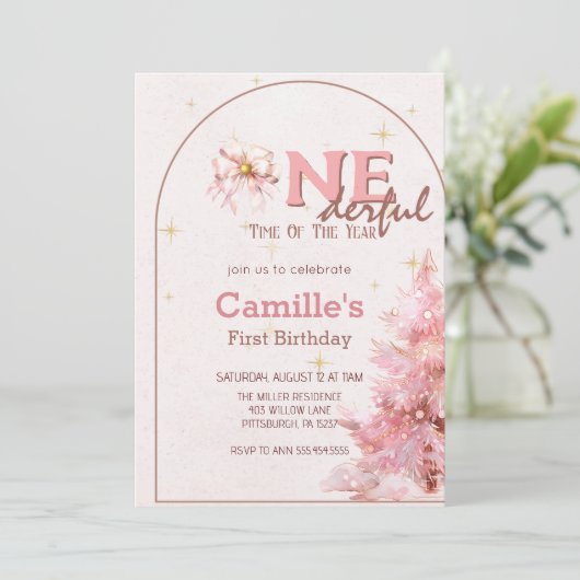 Noël des arbres roses Invitation (Debout devant)