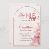 Noël des arbres roses Invitation (Devant / Derrière)