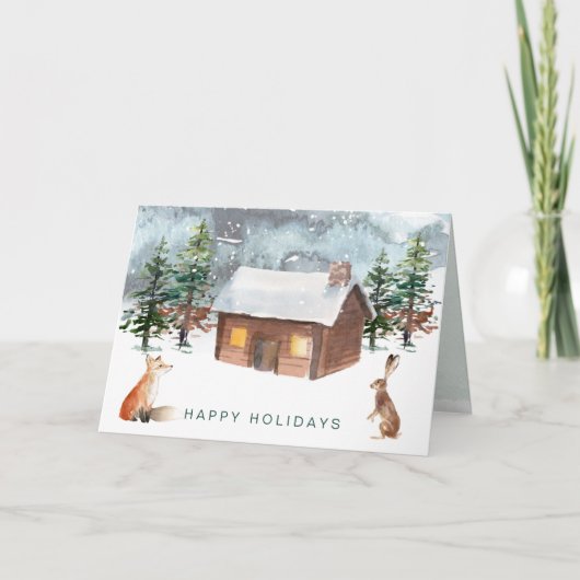 Noël des bois, carte de voeux pliée pour les anima (Devant)