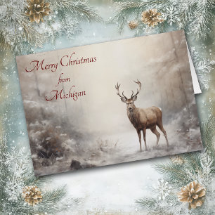 Noël des cerfs de forêt au Michigan Card