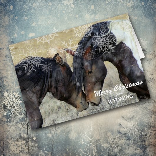 Noël des Chevaux sauvages du Wyoming Carte de Noël