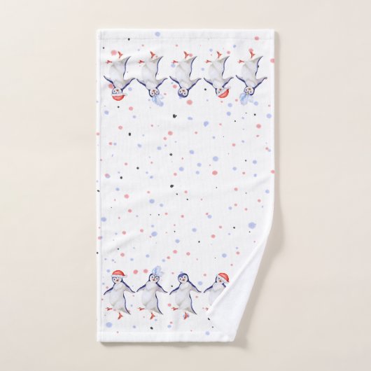 Noël des mignons pingouins dansants (Serviette à main)