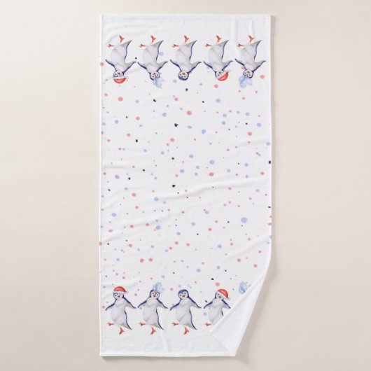 Noël des mignons pingouins dansants (Serviette de bain)