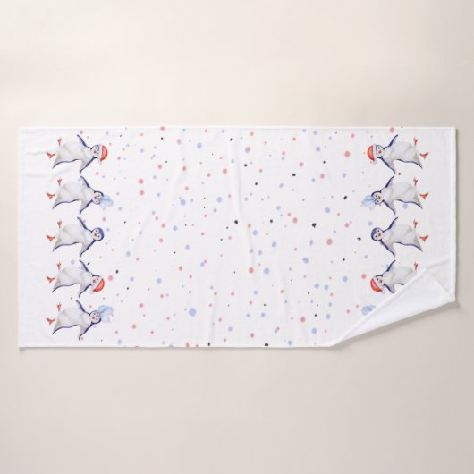 Noël des mignons pingouins dansants (Serviette de bain)