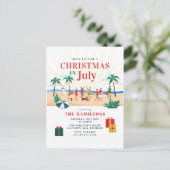 Noël D'Été En Juillet Fête Invitation (Debout devant)