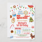 Noël Deux doux anniversaire Invitation - Garçon (Devant)