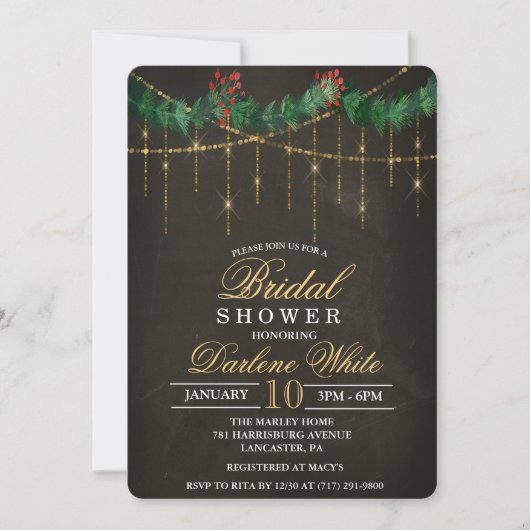 Noël d'hiver Invitation de la nuptiale douche (Devant)