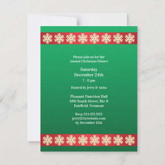 Noël Dîner férié Invitation (Dos)