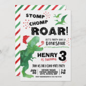 Noël Dinosaure Invitation Anniversaire (Devant / Derrière)