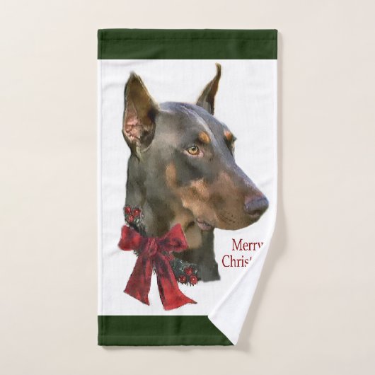 Noël Doberman Pinscher (Serviette à main)