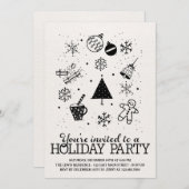 Noël Doodles Fêtes Invitation (Devant / Derrière)