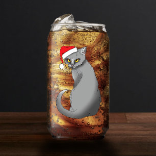 Noël Drôle Chat Gris Grincheux Humour Férié