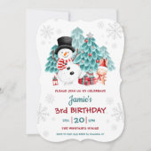 Noël du bonhomme de neige mignon Invitation de fêt (Devant)