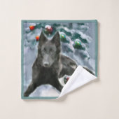 Noël du chien de berge belge (Gant de toilette)