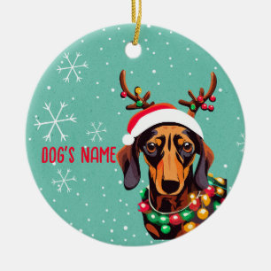 Noël du chien mignon Dachshund Ornement personnali