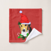 Noël du mignon Beagle Père Noël (Gant de toilette)