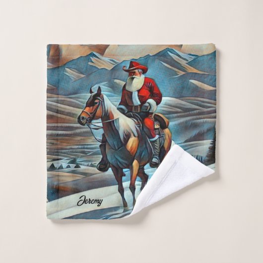 Noël du Père Noël équitation (Gant de toilette)