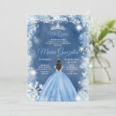 Noël Dusty Blue Princess Quinceanera Invitation (Debout devant)