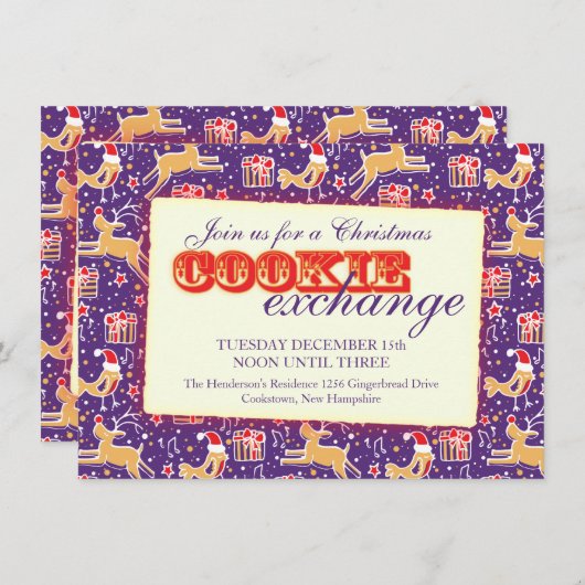 Noël Échange de biscuits et étiquette invitation (Devant / Derrière)