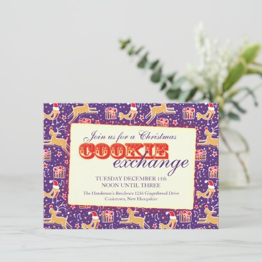 Noël Échange de biscuits et étiquette invitation (Debout devant)