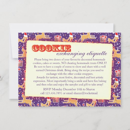 Noël Échange de biscuits et étiquette invitation (Dos)