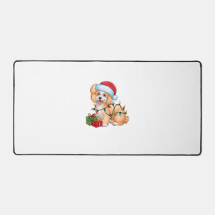 Noël Éclairage Santa Chapeau Bichon Frise Chien No