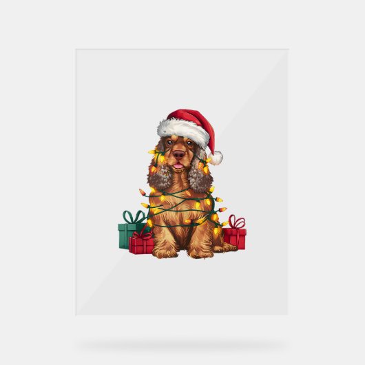Noël Éclairage Santa Chapeau Cocker Spaniel Chien  (Recto)