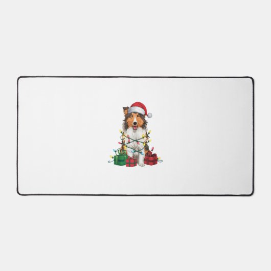 Noël Éclairage Santa Hat Rough Collie Chien Noël (Recto)