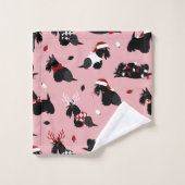 Noël écossais Terrier rose (Gant de toilette)