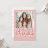Noel Elegant Blush Roze Foto Kerst Kaart (Voorkant / Achterkant in situ)