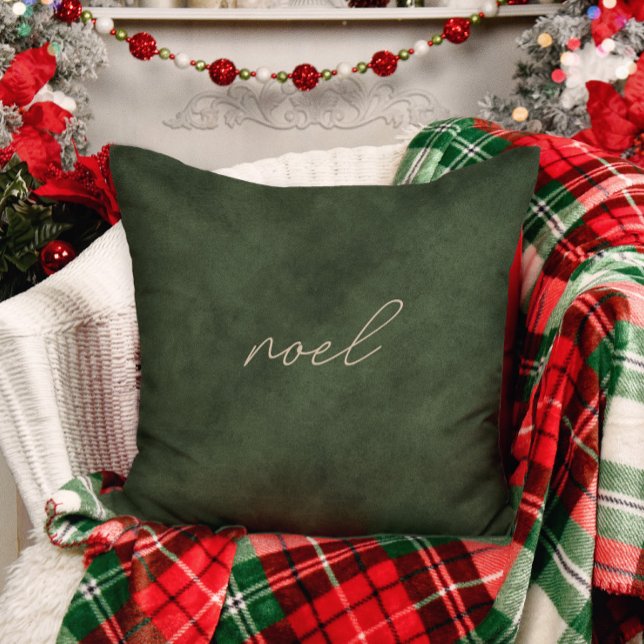 Noel - Elegant Dusty Green Kerstmis Pillow Kussen (Creator heeft geüpload)