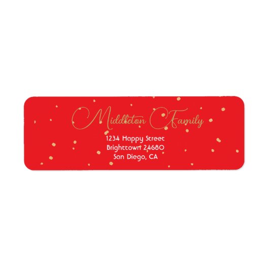 Noël Elégant Étiquette d'or rouge saisonnier (Devant)