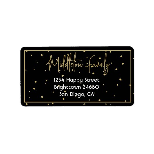 Noël Elégant Étiquette saisonnier d'or noir (Devant)