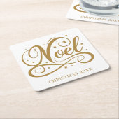 Noel Elegant Gold Script Kerstvakantie Vierkante Kartonnen Onderzetter (Schuin)