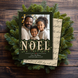 Noel Elegant Groene Foto Kerst Kaart