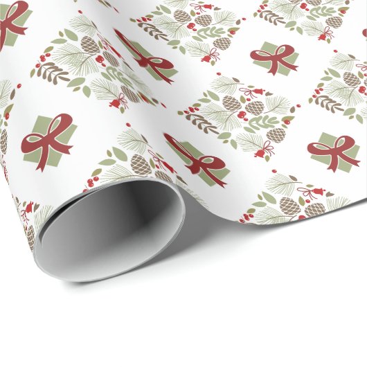 Noël, élégant, hiver. Papier cadeau (Coin rond)