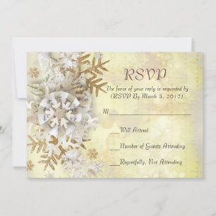 Noël Elegant Snowflakes or carte RSVP