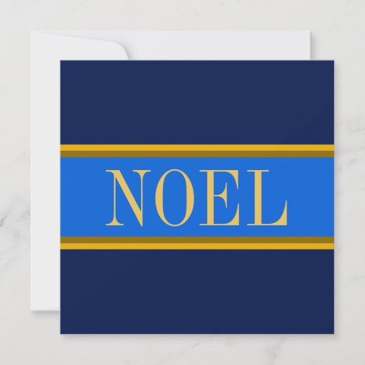 NOEL Elegante Royal Navy Blauw Gouden Bruine Strep Feestdagenkaart (Voorkant)