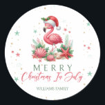 Noël en Flamant rose juillet<br><div class="desc">Envisagez une scène charmante où un délicieux flamant rose, orné d'un chapeau de Père Noël festif, pose gracieusement à côté d'un éventail d'étoiles de mer, de coquillages et de coraux. L'ensemble est baigné d'harmonieuses nuances de vert et de rose, ce qui en fait le motif parfait pour une fête de...</div>