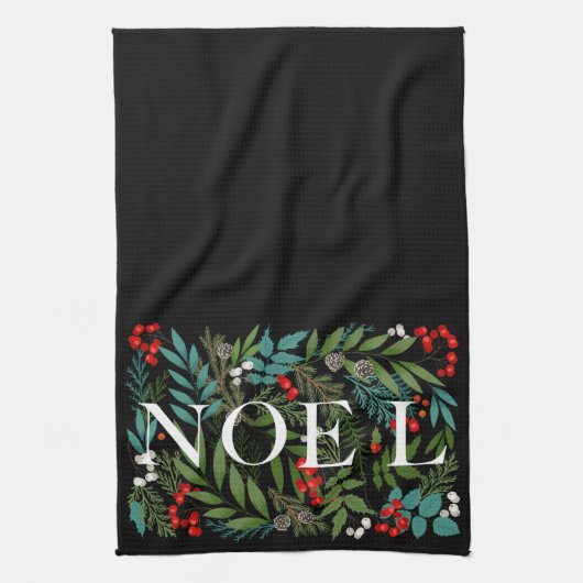 NOEL en groen zwart Theedoek (Verticaal)