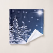 Noël en hiver bleu et argenté (Gant de toilette)
