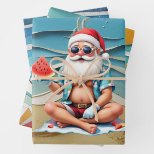 Noël en juillet avec PÈRE NOËL Papier d'emballag
