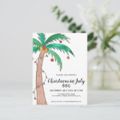 Noël En Juillet BBQ Palm Invitation Carte Postale (Debout devant)