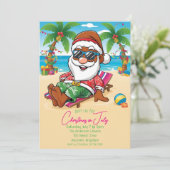 Noël en juillet Brown Père Noël Party Invitation (Debout devant)