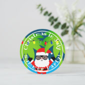 Noël en juillet été invitation de fête (ronde) (Debout devant)