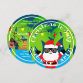 Noël en juillet été invitation de fête (ronde) (Devant / Derrière)