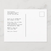 Noël en juillet Fête d'été Invitation Carte postal (Dos)