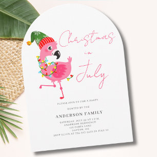 Noël En Juillet Flamant rose Rose Invitation