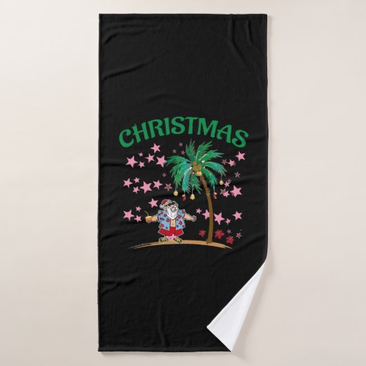 Noël En Juillet Funny Santa Claus Plage Tropicale (Serviette de bain)