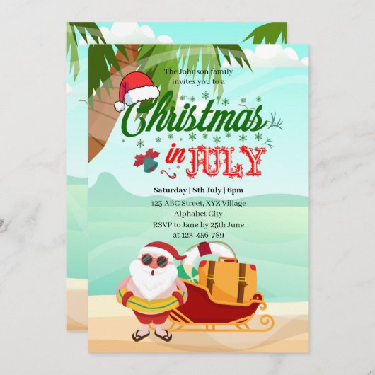 Noël en juillet Invitation (Devant / Derrière)